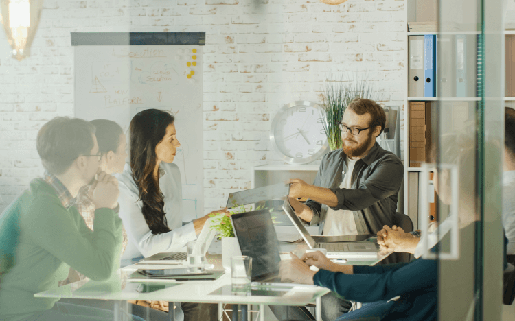 people shared documents at work