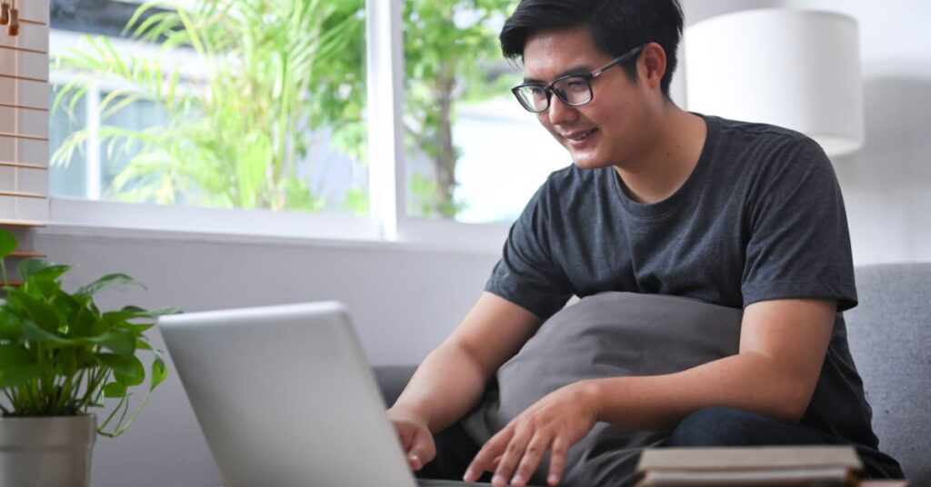 man working on mac