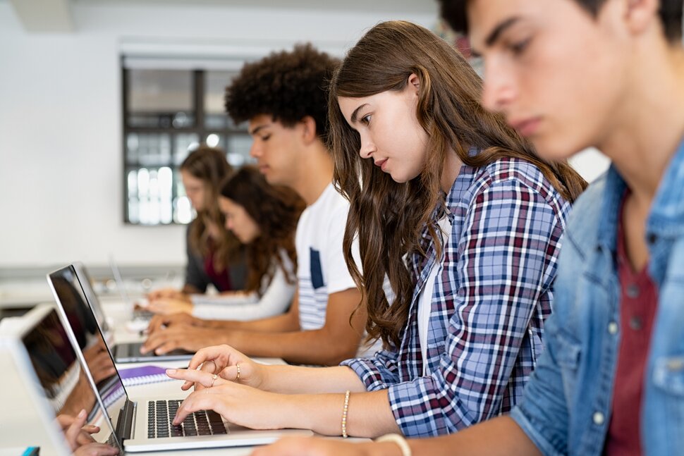 students writing